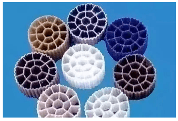 斜懸式多孔懸浮填料(MBBR) 斜懸式多孔懸浮填料(MBBR)